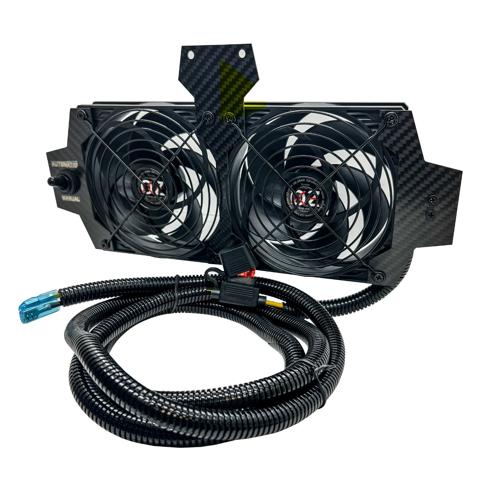 Dual Automatic Manual RV Fridge Cooling Fan Whisper Quiet 12v Carbon Fiber