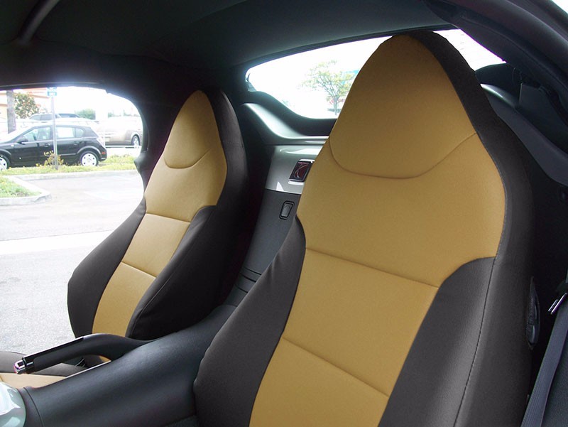 for PONTIAC SOLSTICE 2006-2009 S.LEATHER CUSTOM FIT 2 FRONT COVERS BLACK/BEIGE