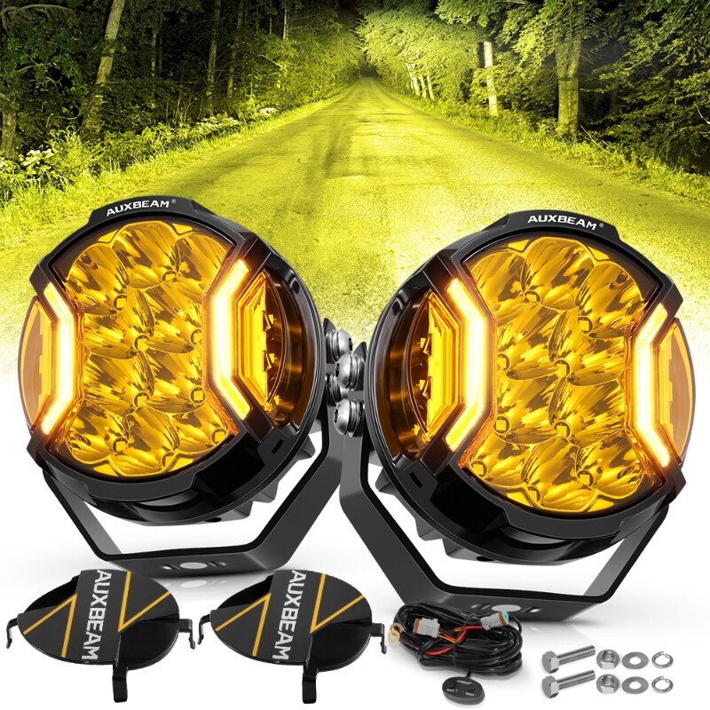 AUXBEAM 2X 5 INCH LED Side Shooter Pod SpotLights DRL Amber Driving Lights 174W