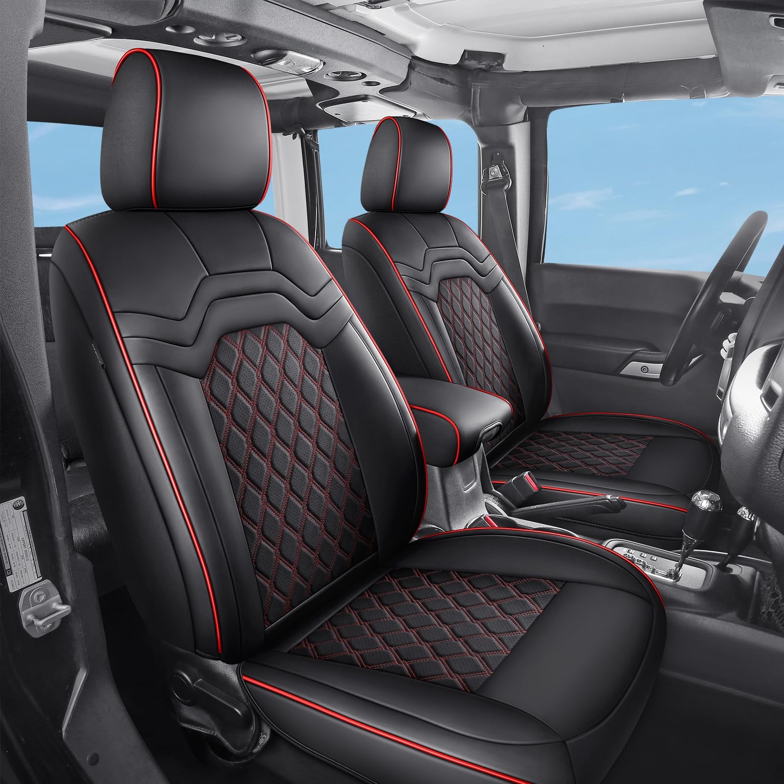Huidasource Front Seat Covers for Jeep Wrangler JL 2018-2026, Waterproof Leather