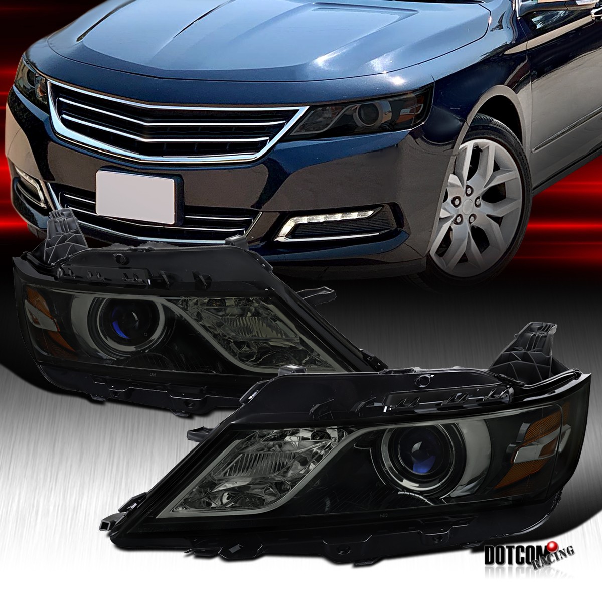 Black Smoke Fit 2014-2020 Chevy Impala Halogen Projector Headlights Lamps 14-20