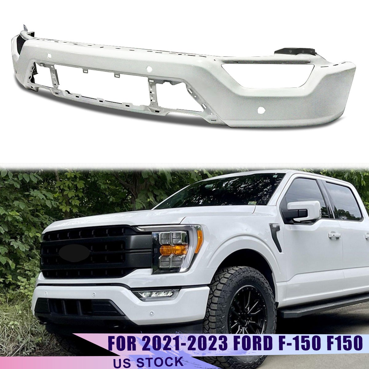 NEW Star White Steel Front Bumper Face Bar For 2021 2022 2023 Ford F-150 F150