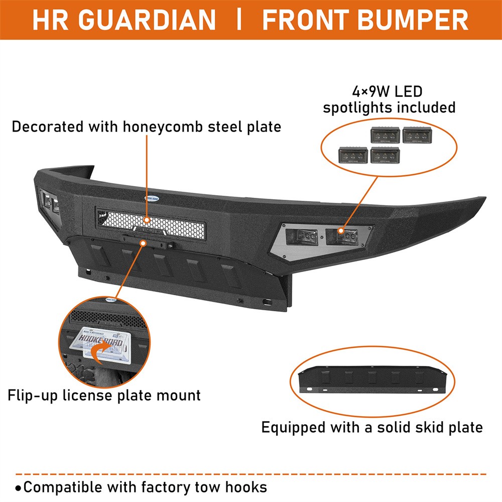 Front Rear Bumper w/Skid Plate & LED Lights For 2000-2006 Toyota Tundra 1st Gen