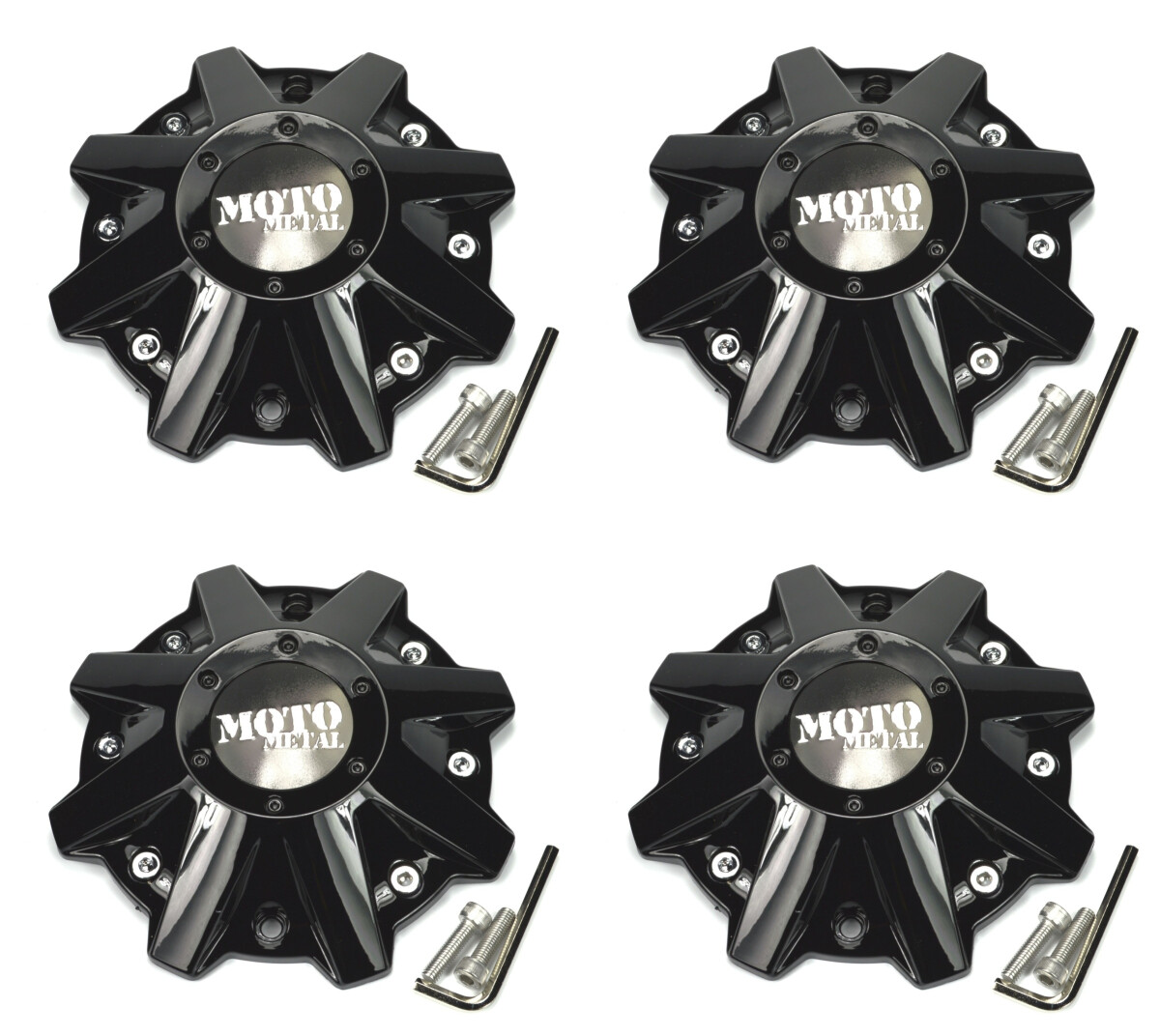 4x NEW Moto Metal Gloss Black Bolt On Wheel Center Caps 5/6/8 Lug MO201 MO970