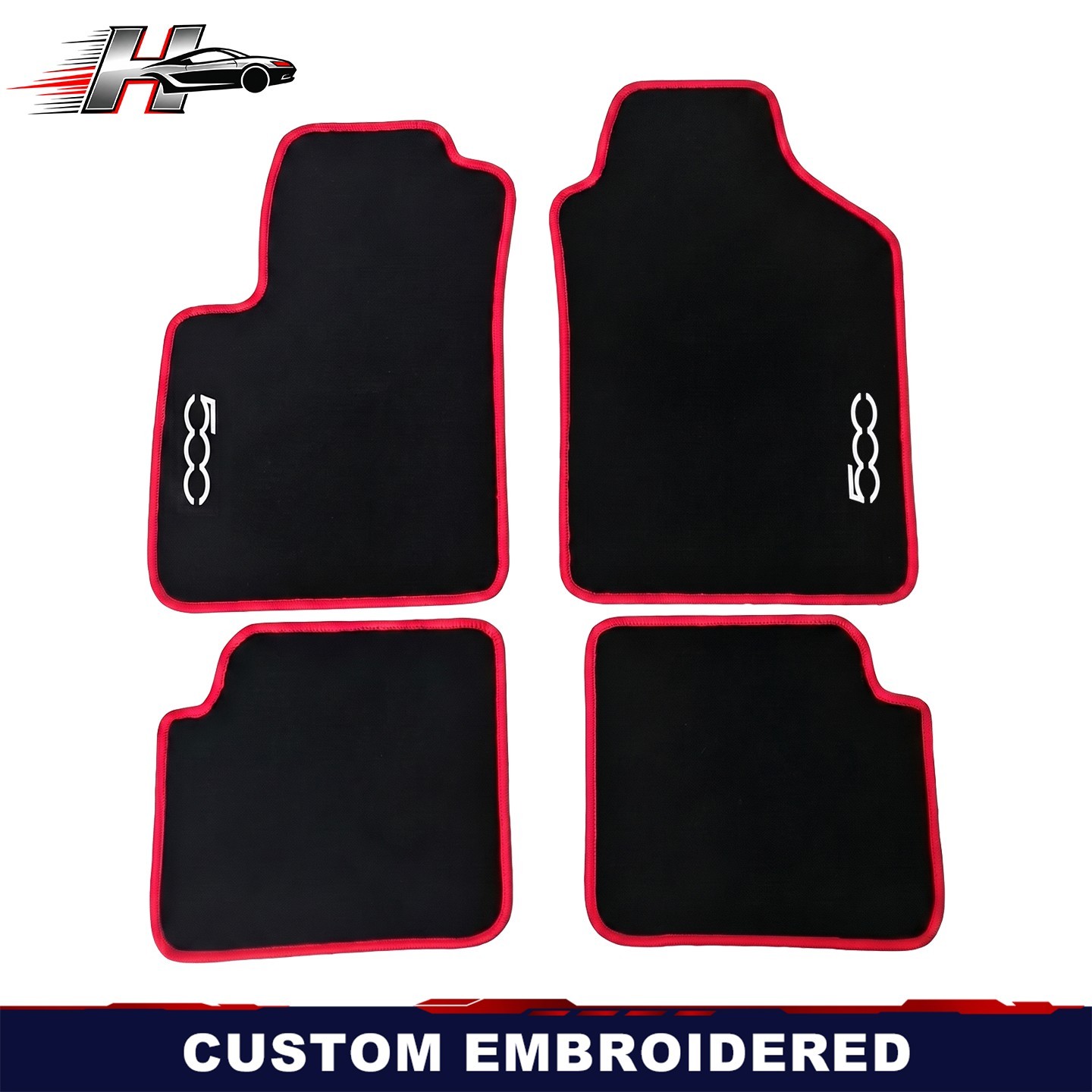 For FIAT 500 2009-2019 Waterproof Black Velour Carpet Car Floor Mats Liners