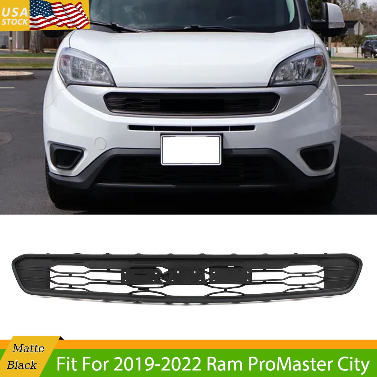 Black Front Grille Assembly For 2019-2022 Ram ProMaster City SLT Tradesman ST