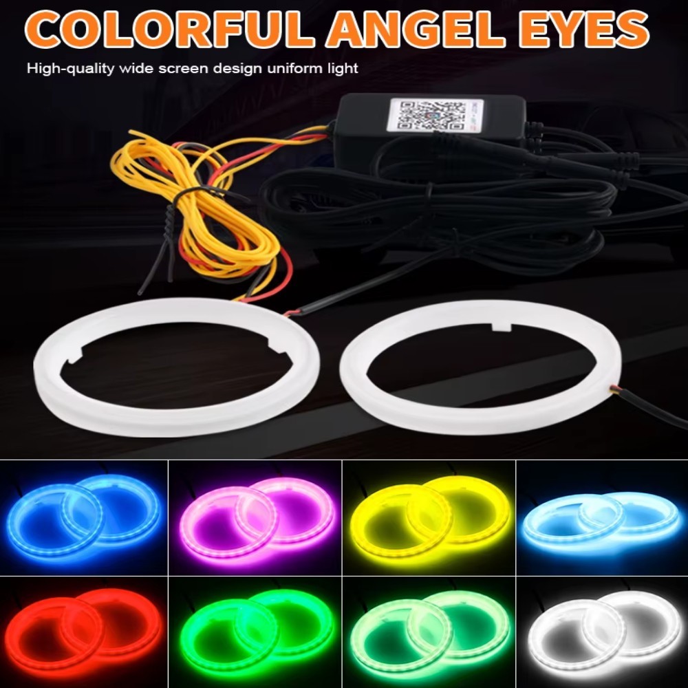 RGB Halo Angel Eye Turn Signal Light APP Bluetooth Hexagon for Car Headlight