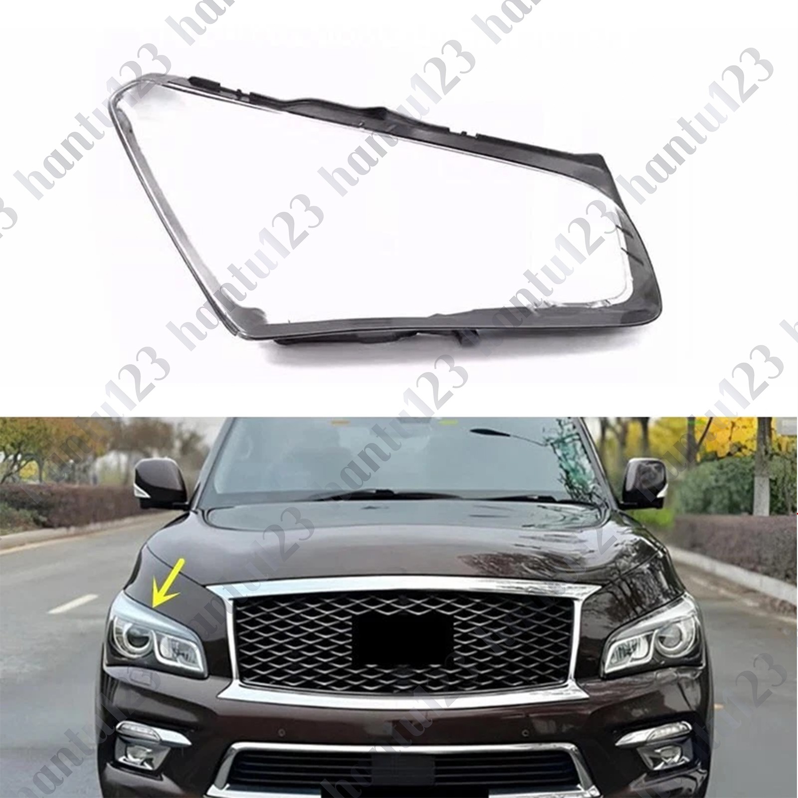 Right Headlight Clear Lens Shell Cover+Sealant Glue For Infiniti QX80 2014-2017