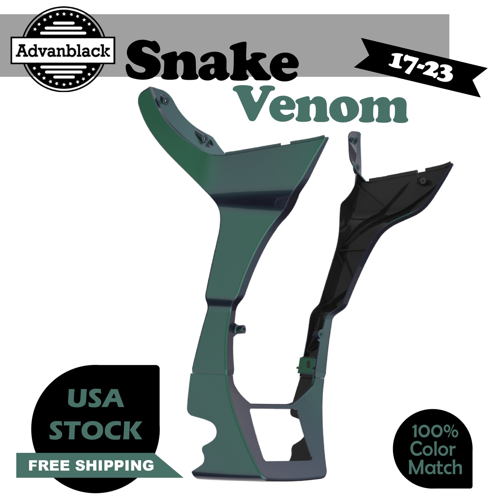 Advanblack Snake Venom Fairing Spoiler Kit Fits for 17-23 Harley Road Glide