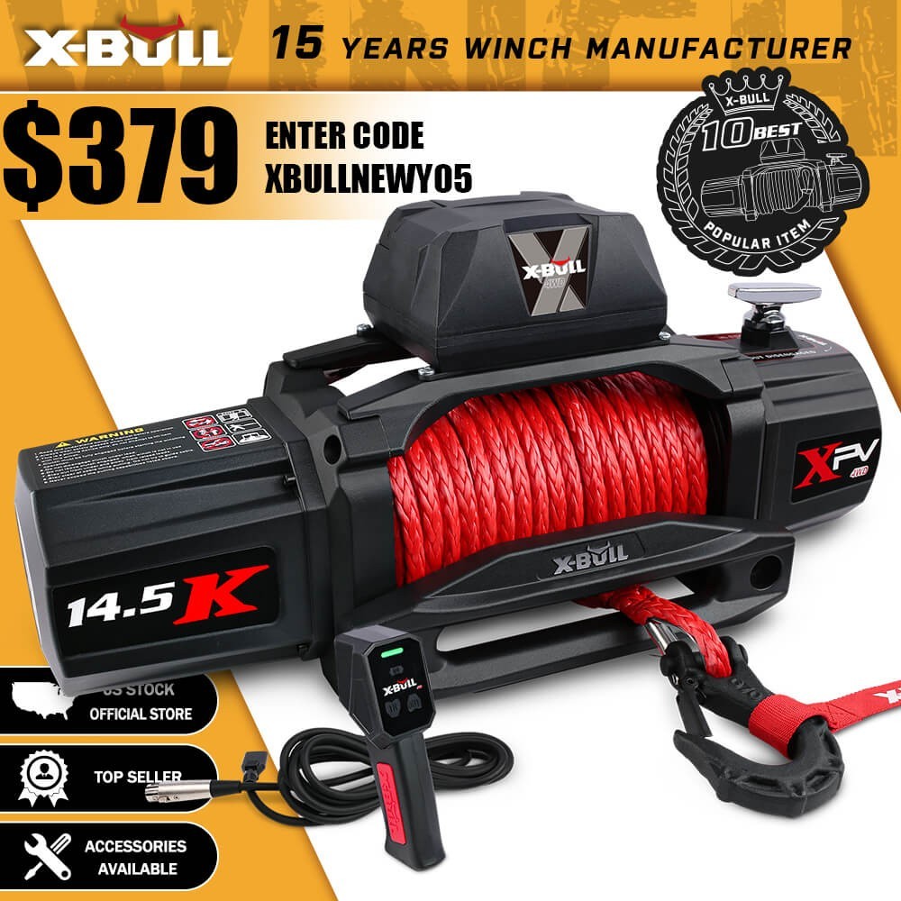 X-BULL Electric Winch 14500LBS 12V Synthetic Rope Towing Truck Trailer Winch 4WD X-BULL Electric Winch 14500LBS 12V Synthetic Rope Towing Truck Trailer Winch 4WD