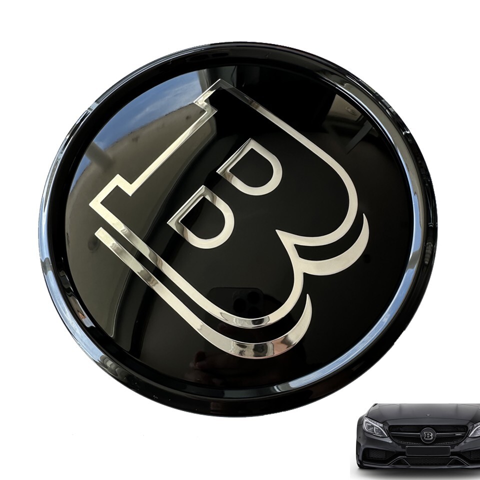 Black Brabus B 18.5CM Grille Badge Emblems for Mercedes Benz A B C E S Class