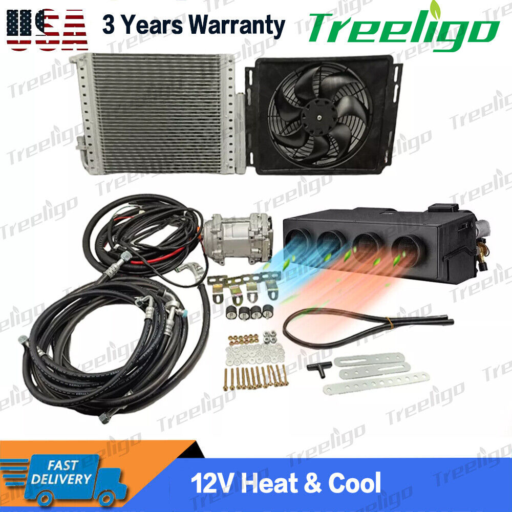 12V Universal Underdash Electric Cool&Heat Air Conditioner DC Auto Car A/C Kit