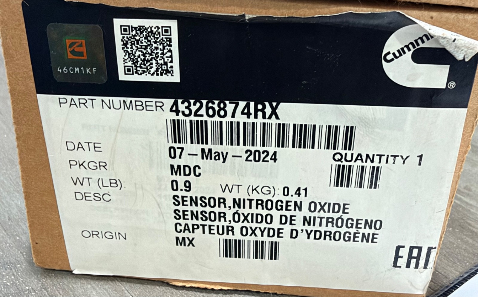 Genuine Cummins OEM NOx Sensor 4326874RX Genuine Cummins OEM NOx Sensor 4326874RX