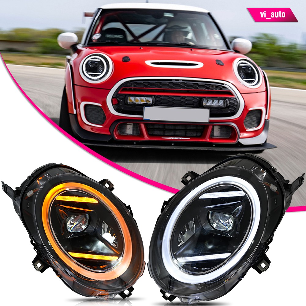 Pair LED Projector Headlights For Mini Cooper F55 F56 F57 2014-2024 Front Lamps