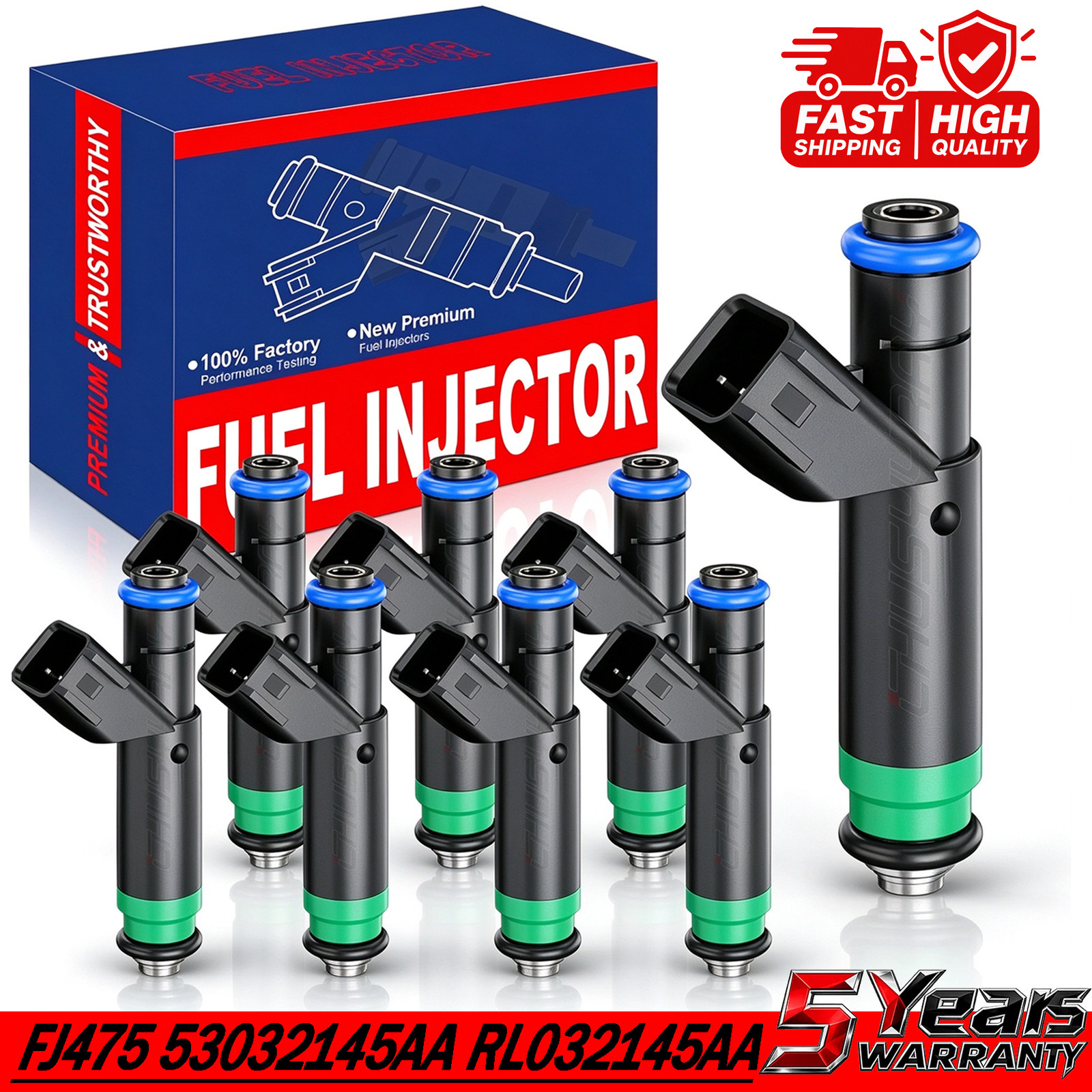 For Upgrade Fuel Injectors 53032704AB Set (8) for 2004-2007 Dodge Jeep 4.7 V8
