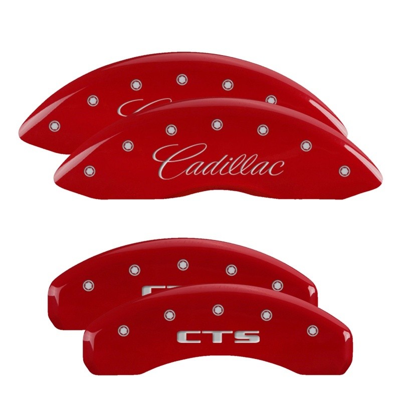 MGP 4-Piece Caliper Covers for 2009-2019 Cadillac CTS – Red Finish with Engraved