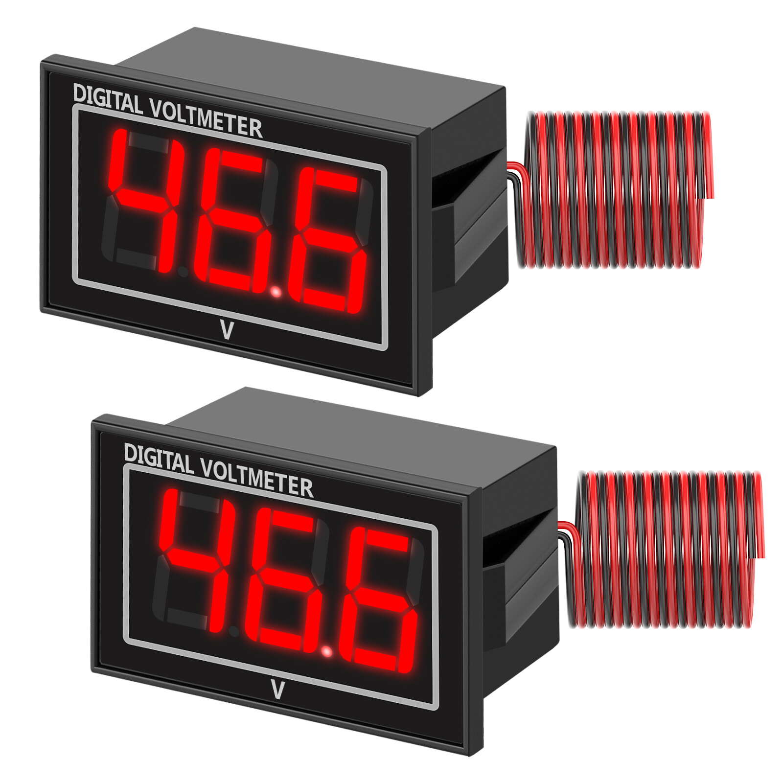 2Pcs 5-130V Digital Voltmeter Battery Voltage Meter Motorcycle Golf Cart Battery