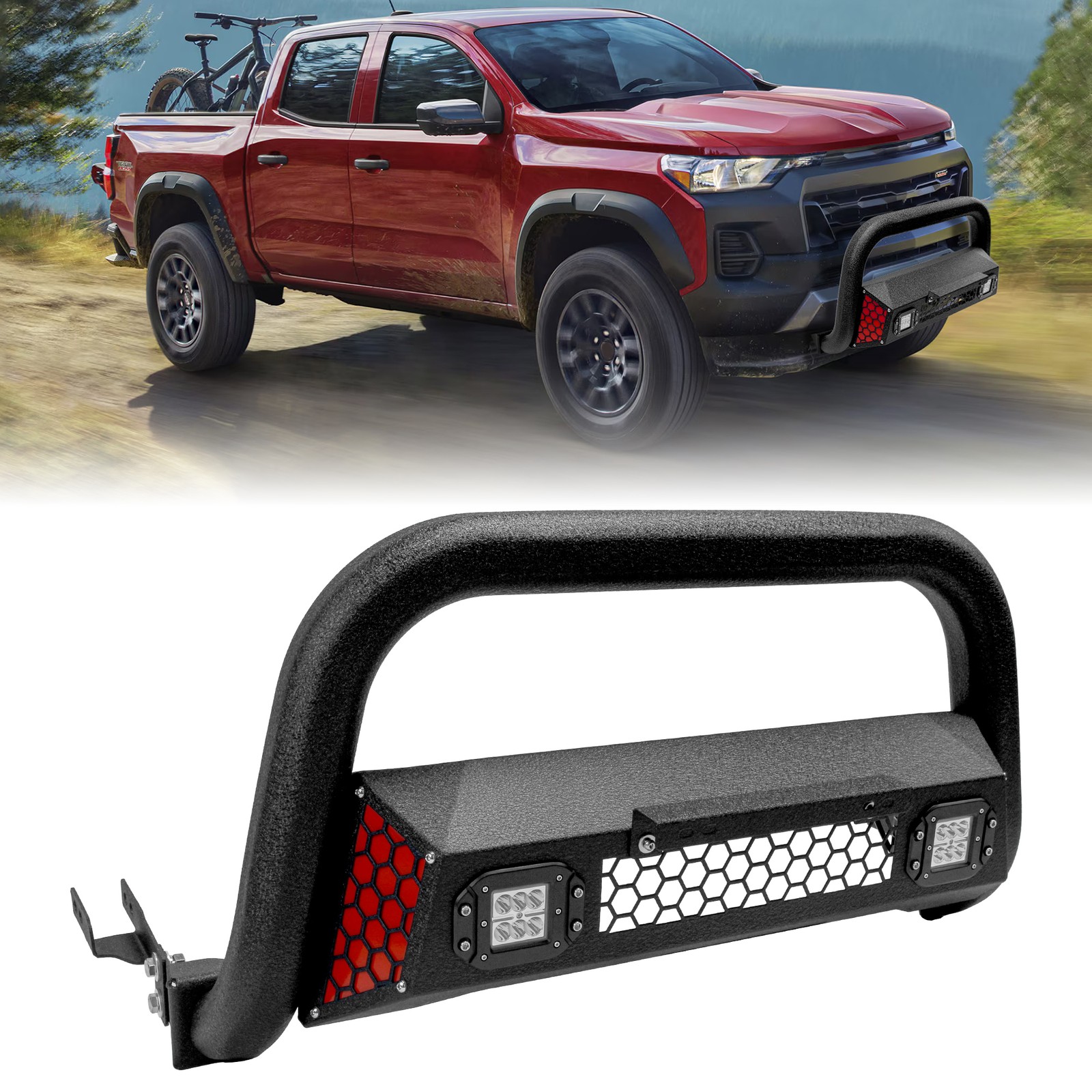 Bull Bar with LED Light & w/License Plate Bracket Fits Chevy Colorado 2015-2025