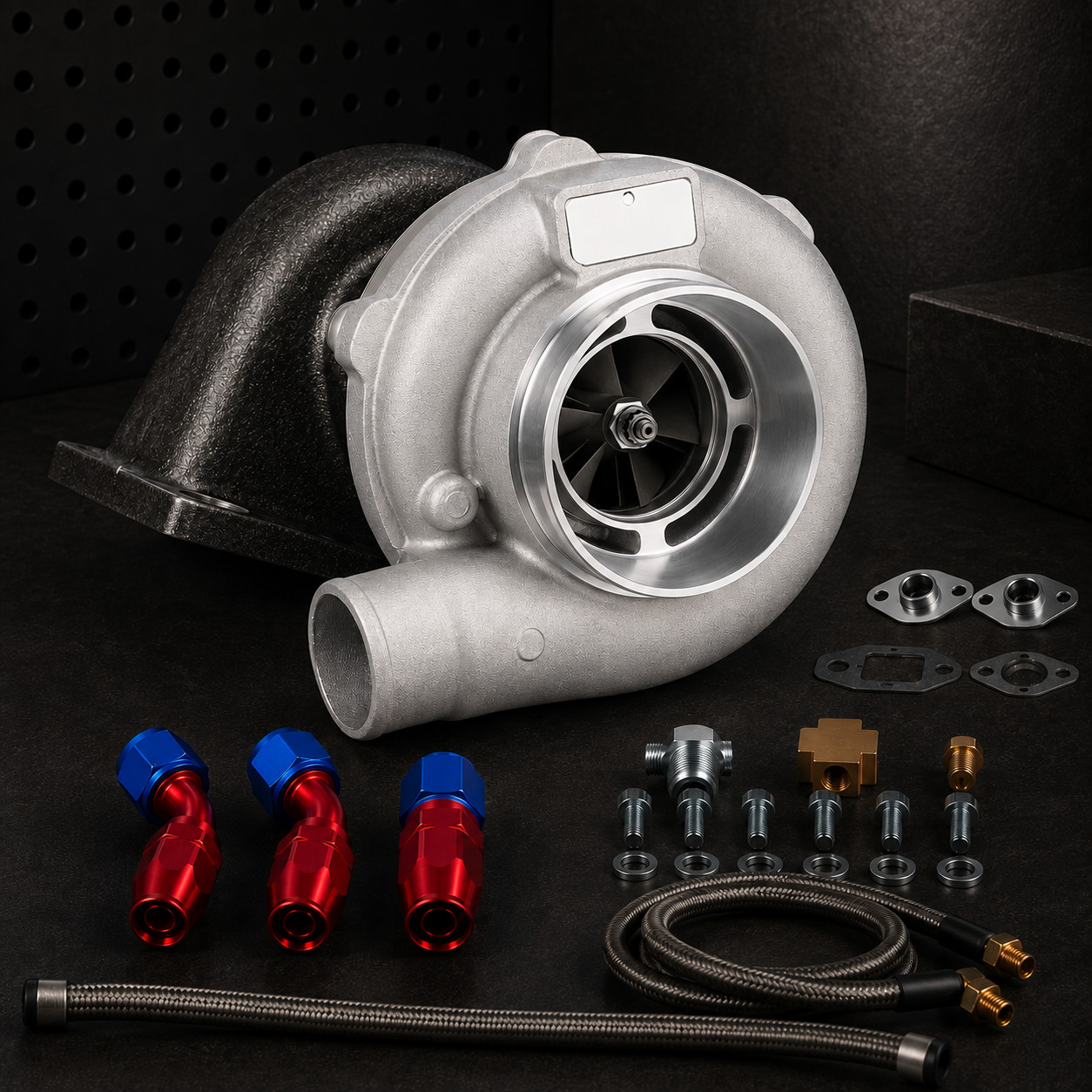 GT30 GT3037 GT3076 Turbo charger 500HP 0.82 A/R + Oil Drain Return FEED Line kit