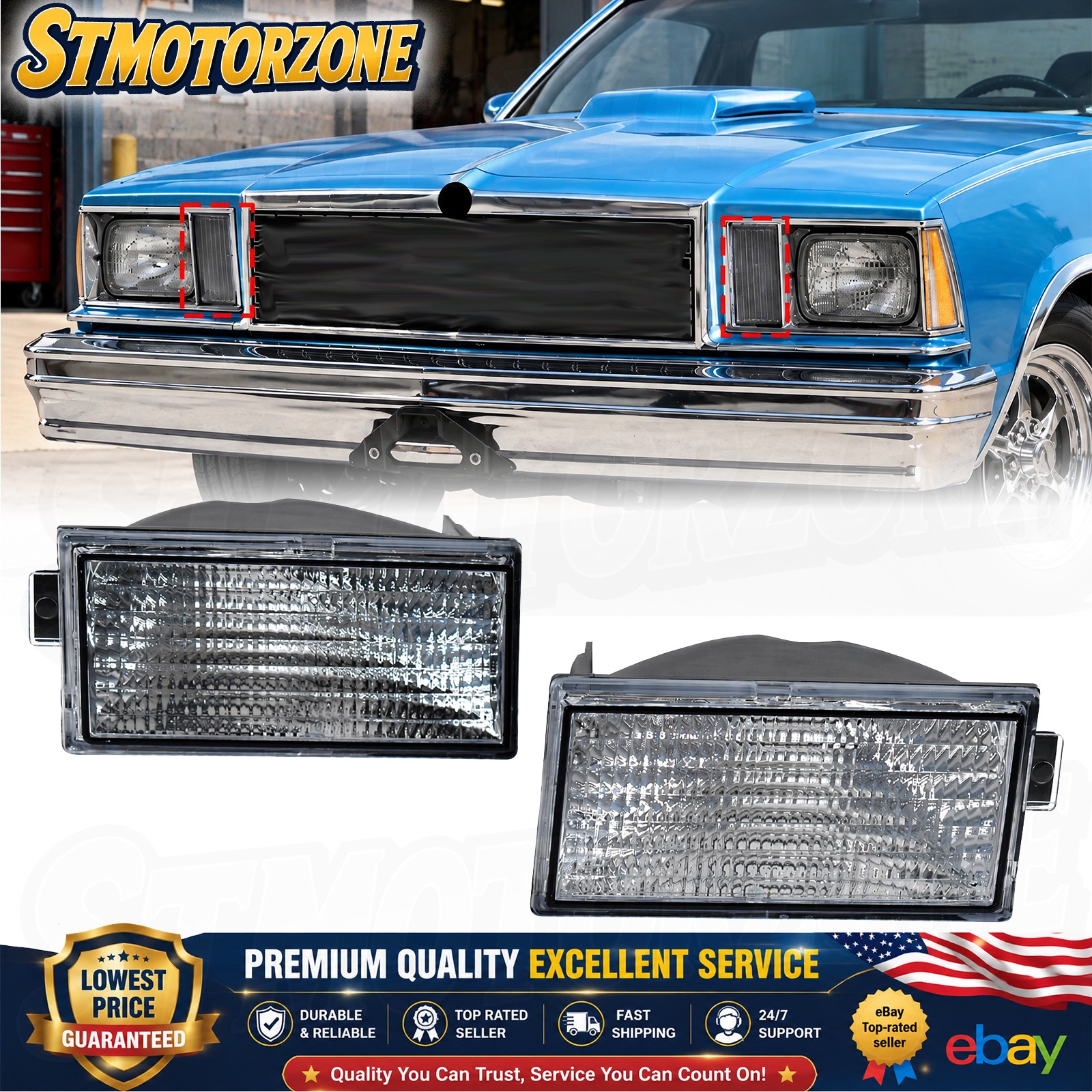 For 1978-79 Malibu El Camino Front Parking Turn Signal Marker Light Lamp Lens