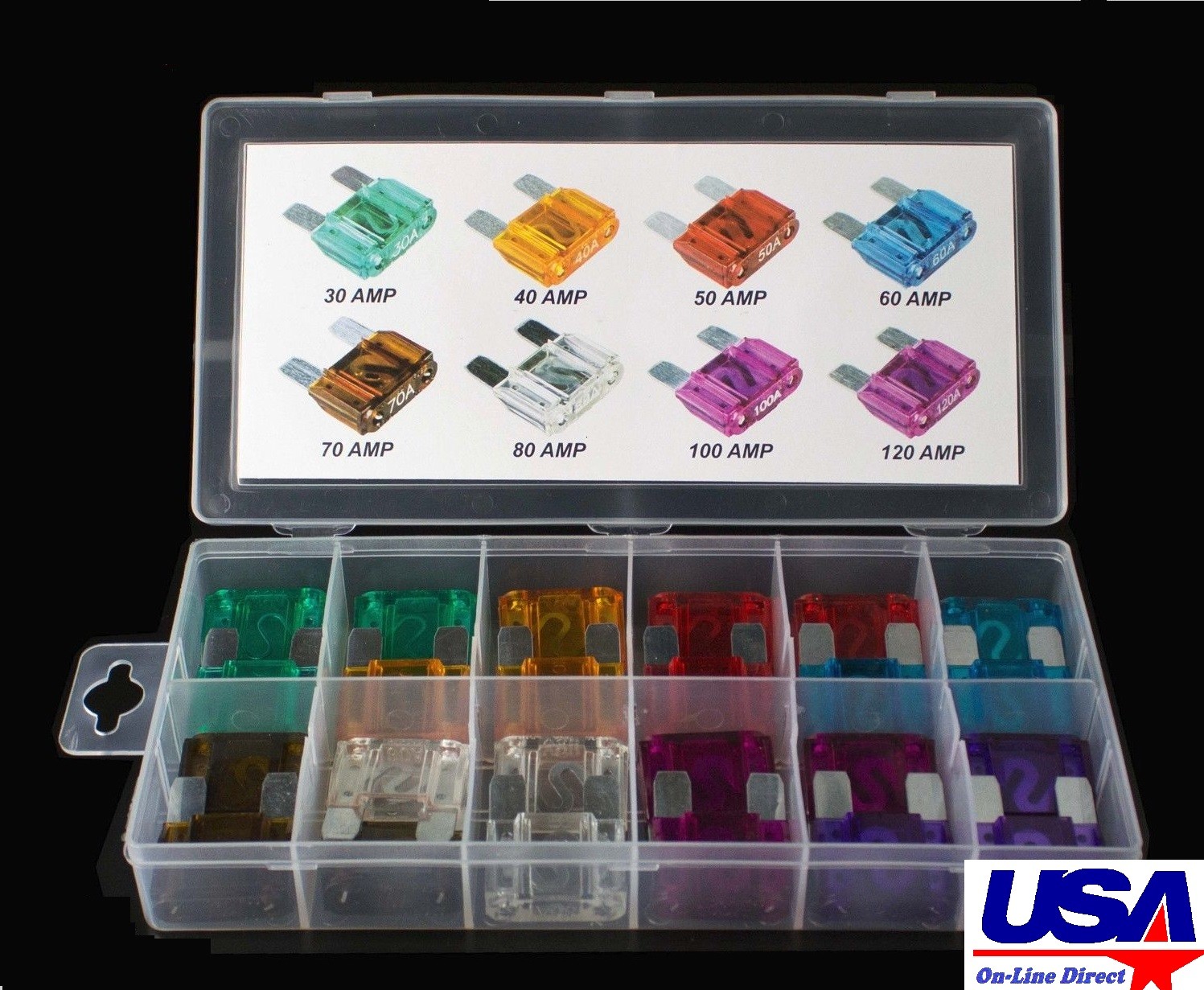 24 Pack Large MAXI / APX Blade Fuse Assortment Auto Car Truck SUV AMP FUSES Kit