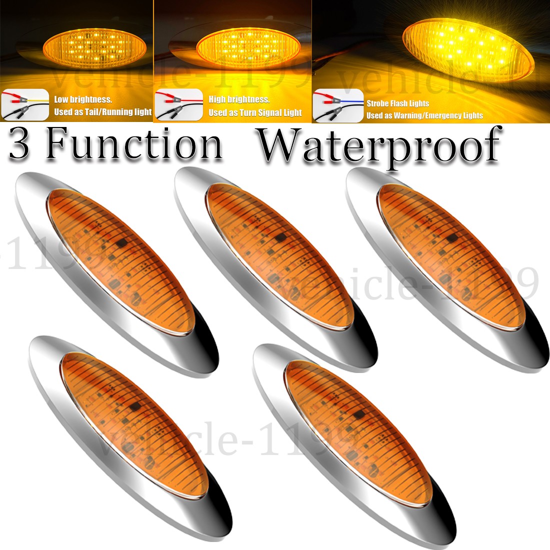 5x Amber LED Side Marker Lights 6.5