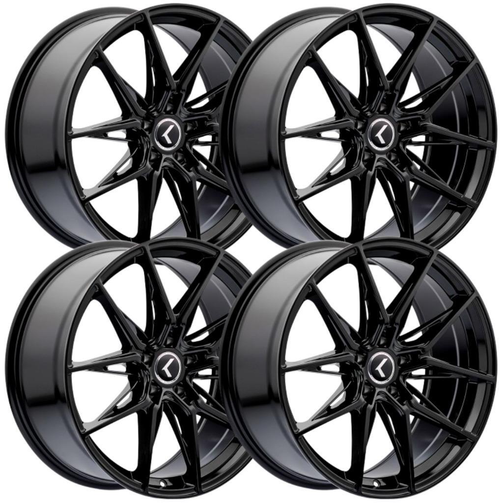 (Set-4) Kraze Evolve 22x9 5x114.3 35mm Gloss Black Wheels Rims 22 Inch