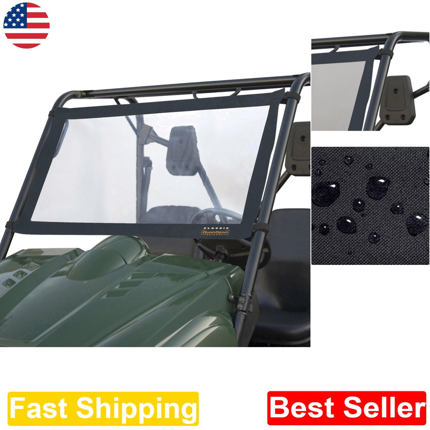 Heavy Duty QuadGear UTV Windshield Polaris Ranger '02-'08 Durable