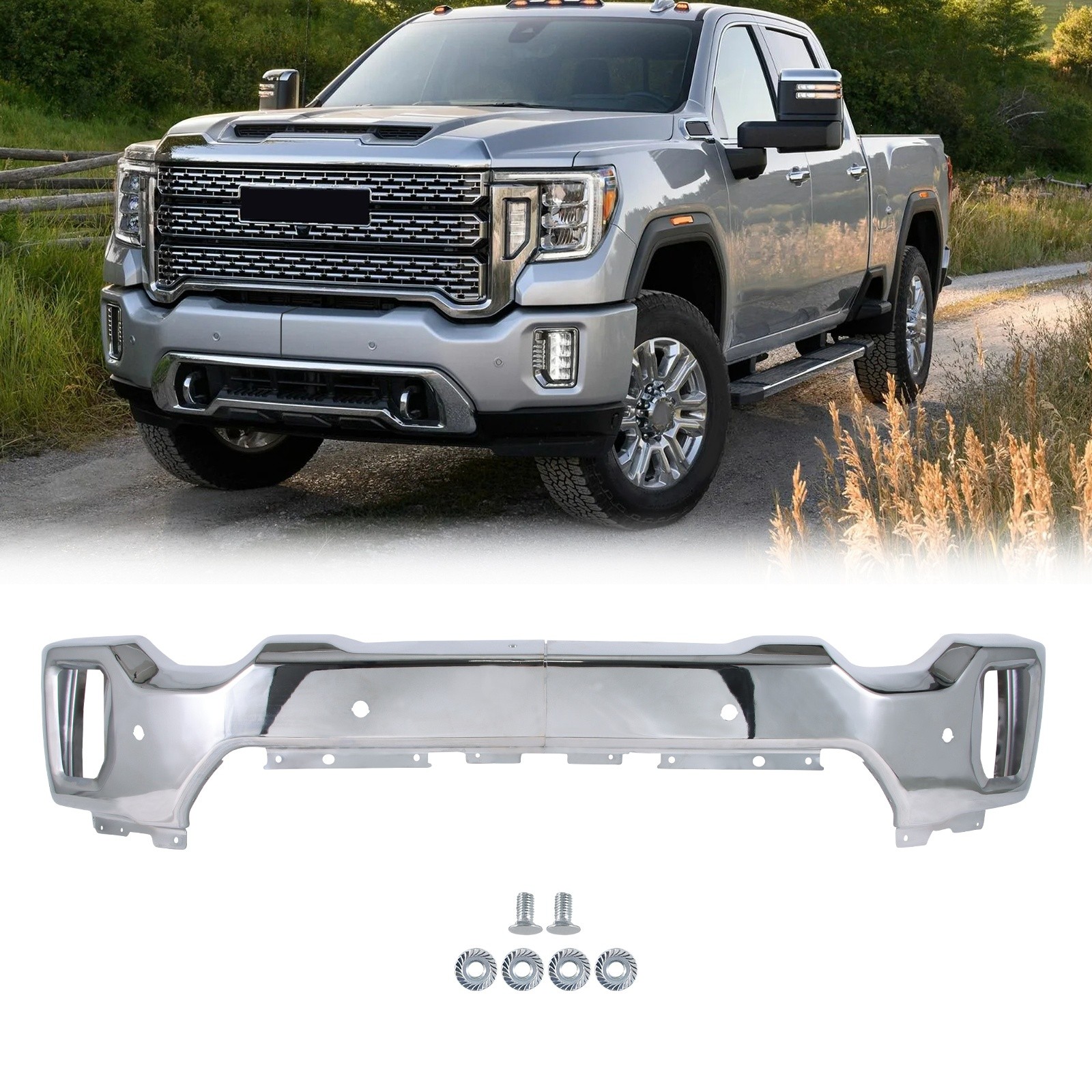 Front Bumper Face Bar For 2020-2023 GMC Sierra 2500HD 3500HD W/ Radors Holes