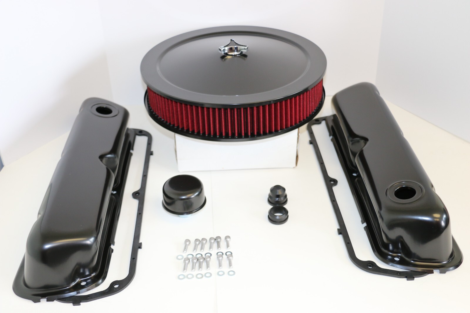 SB Ford Black Engine Dress Up Kit Valve Covers Washable Air Cleaner SBF 289 302