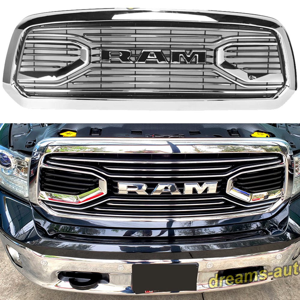 Chrome Grille W/Letters For 2013 2014 2015 2016 2017 2018 Dodge Ram 1500 Bumper