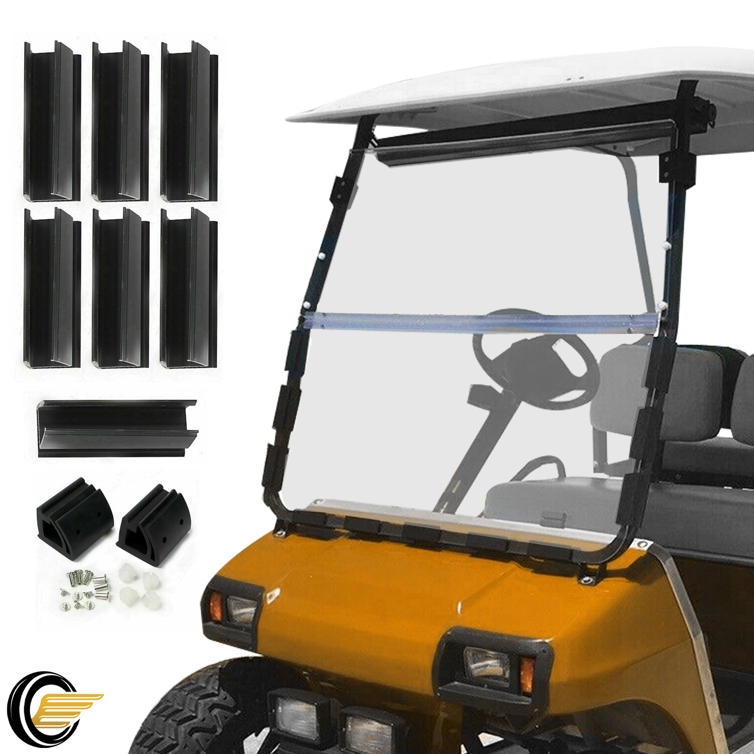 Golf Cart Fold Down Clear Windshield Windscreen For Club Car DS 2000.5-Up
