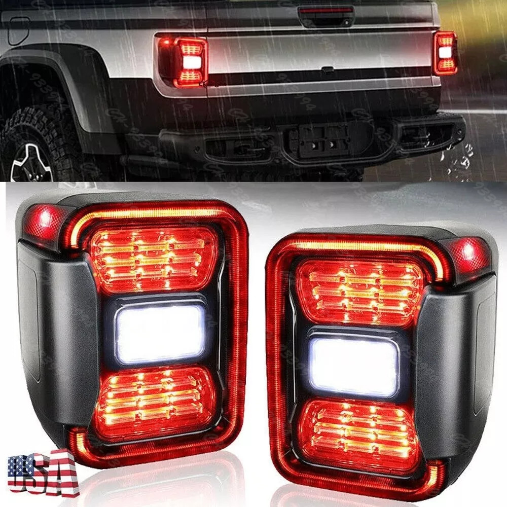 Replace Halogen For Jeep Gladiator JT 2020- 2023 Pair LED Tail Lights Rear Lamp