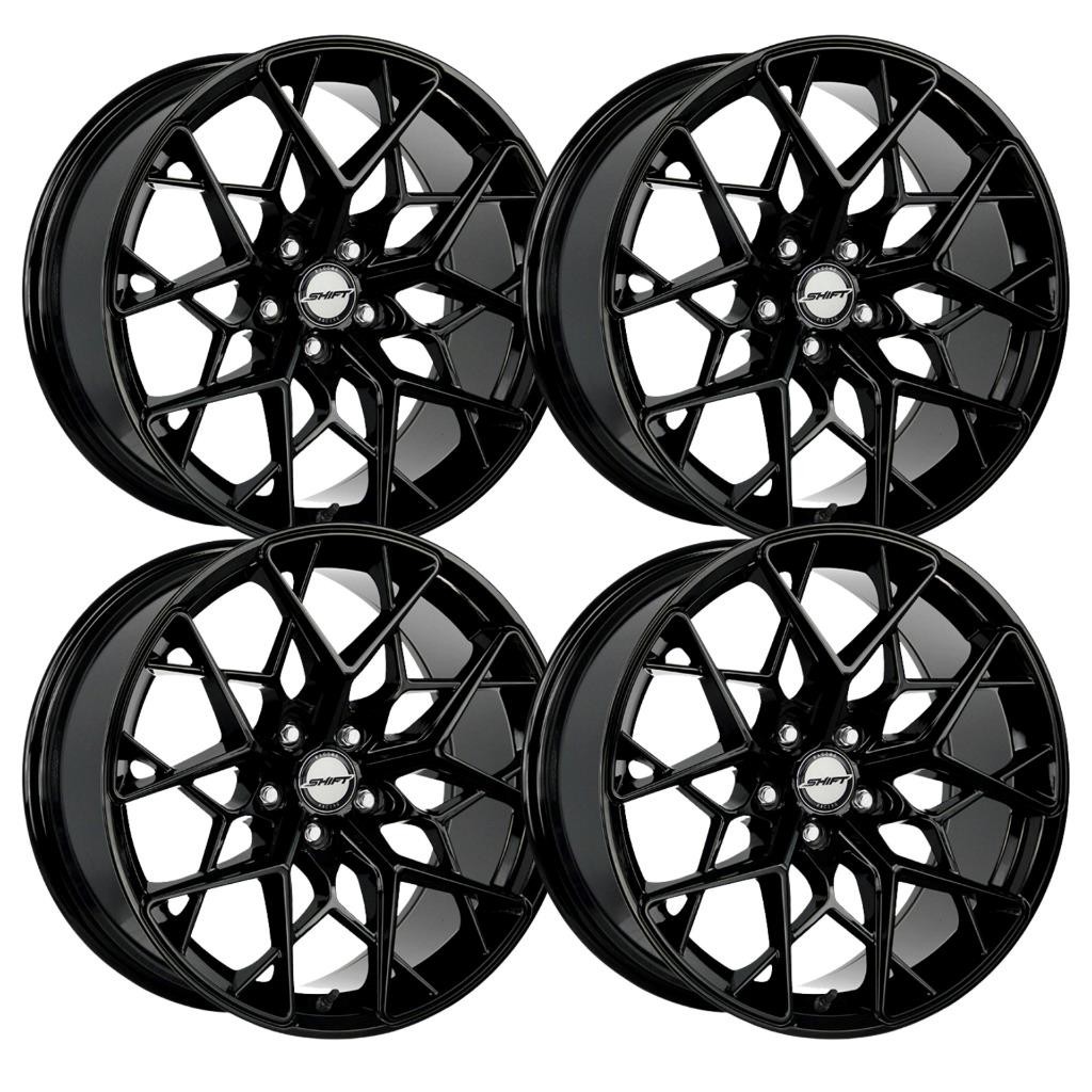 (Set-4) Shift Piston 18x8.5 5x114.3/5x4.5 35MM Gloss Black wheels rims 18 Inch