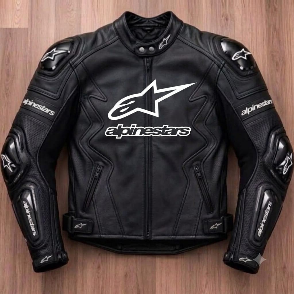 Men's Leather Motorcycle Racing Jacket Black CE Armor Sport Bike Bike