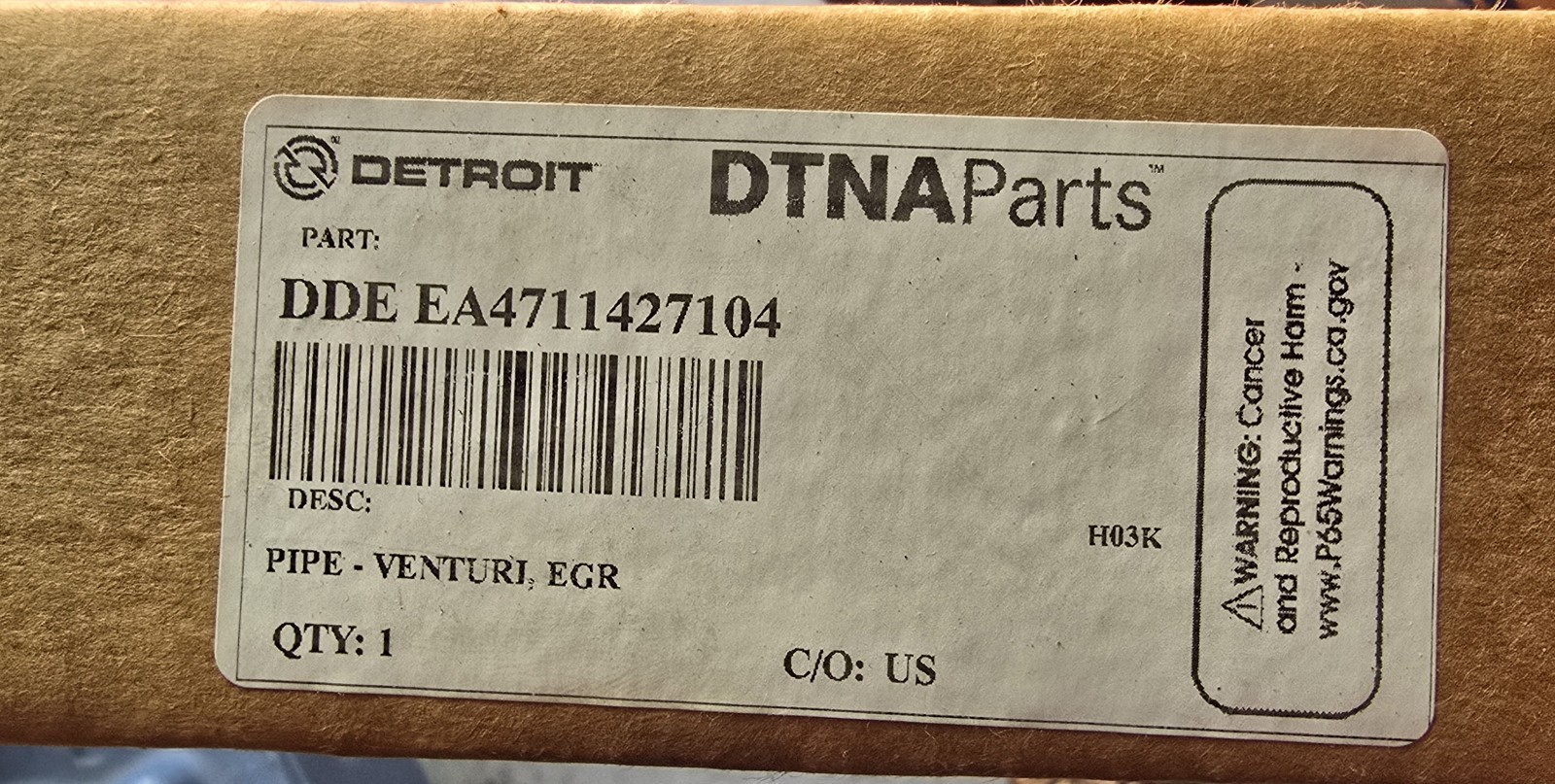 Detroit Diesel Venturi PIPE Brand New In Box DDE EA4711427104 Detroit Diesel Venturi PIPE Brand New In Box DDE EA4711427104