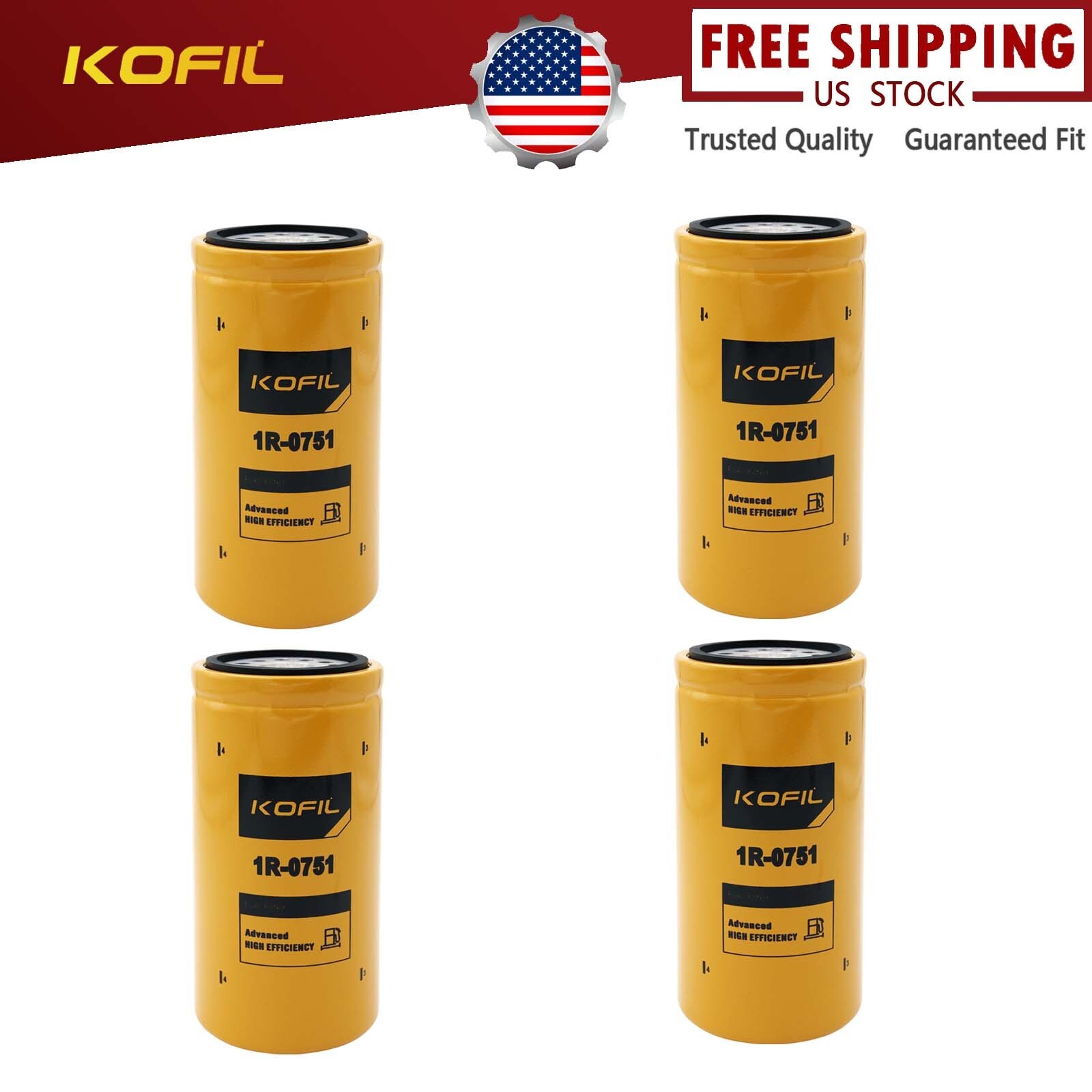 4PCS/ For Caterpillar 1R-0751 Advanced High Efficiency Fuel Filter