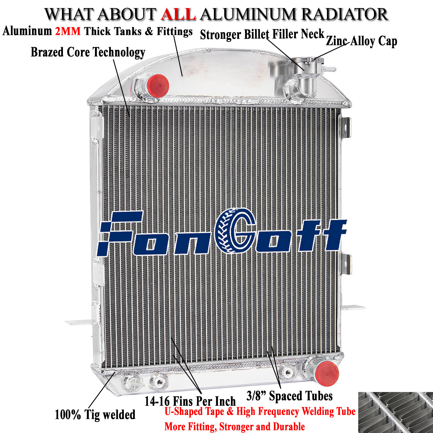 3-Row Radiator Fit 1917~1927 Ford Model T-Bucket 2.9L Chevy Configuration Engine 3-Row Radiator Fit 1917~1927 Ford Model T-Bucket 2.9L Chevy Configuration Engine
