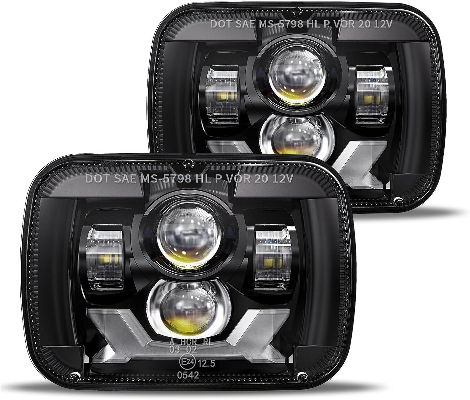 Pair 180W 5x7 LED Headlights for Jeep Cherokee XJ Wrangler YJ DOT Anti-glare Hi