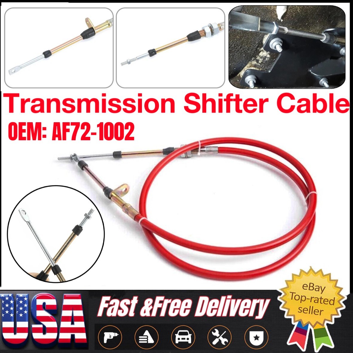 5 FT. Race Shifter Shifter Cable Gear Selector Suit Most B&M Shifters AF72-1002