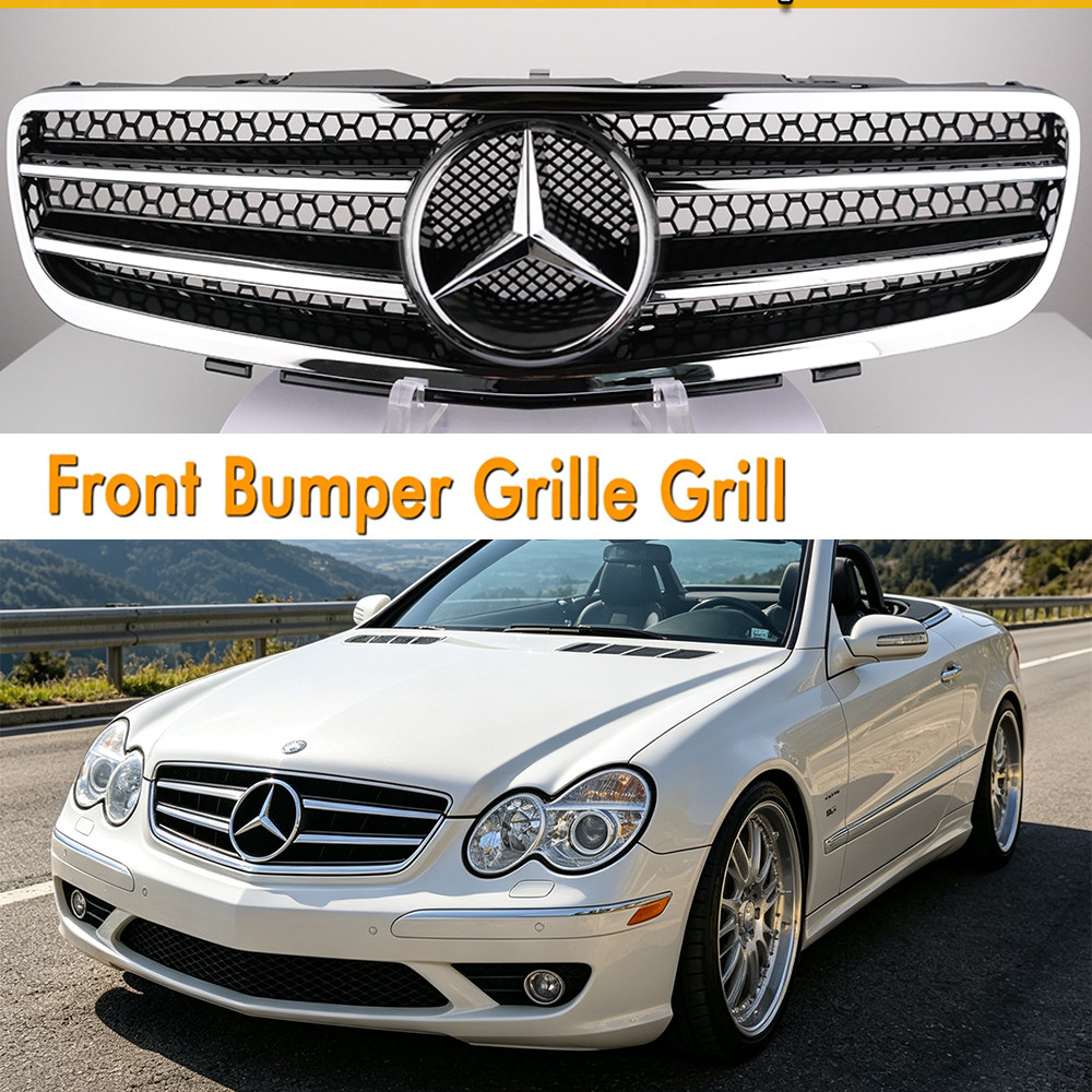Front Grille W/Emblem Bumper Grill For Mercedes Benz R230 2003-2006 SL500 SL600