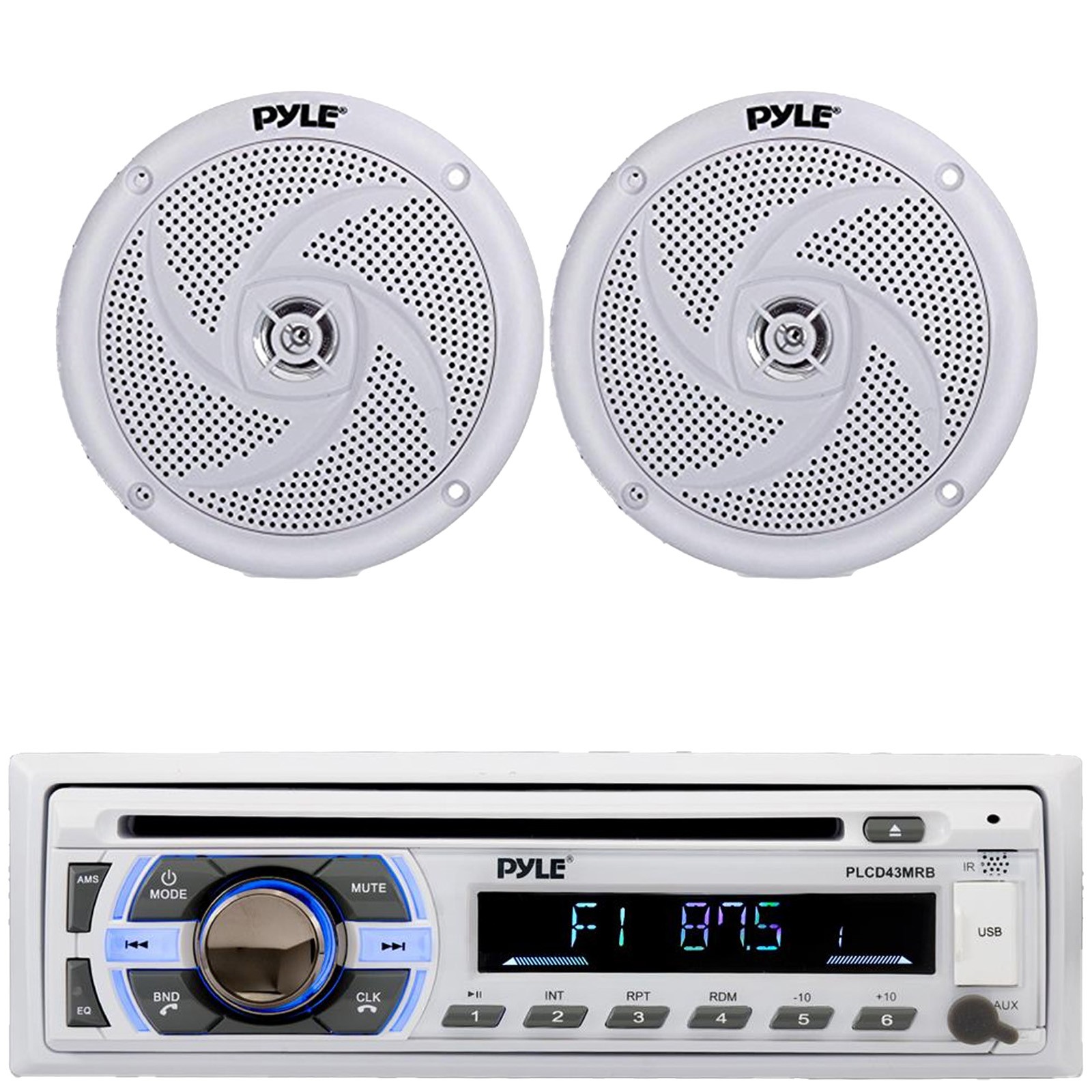 Pyle PLCD43MRB Marine AM/FM MP3 Stereo Receiver, 2x 5.25\