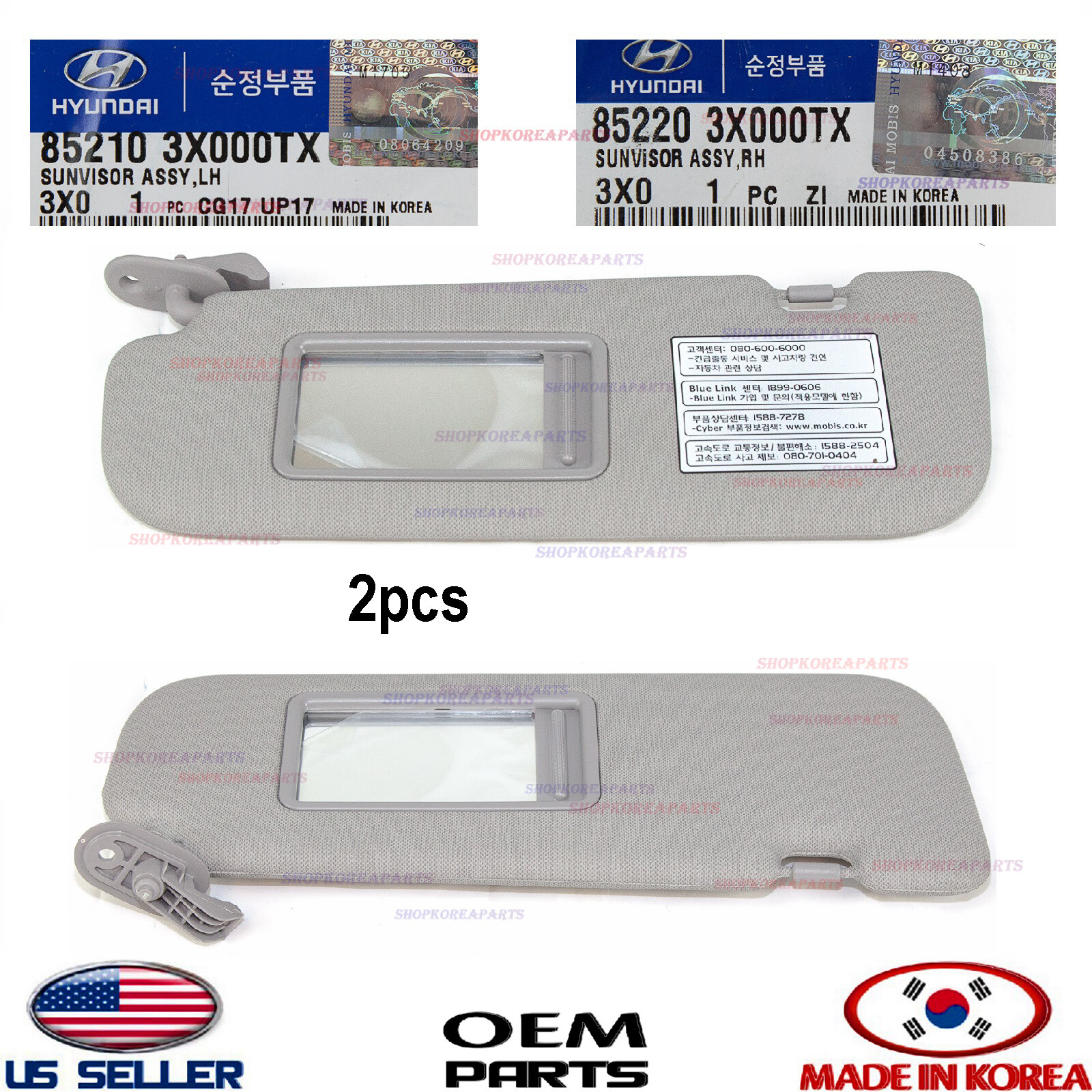 Genuine Sun Visor Left & Right 2pcs Set OEM HYUNDAI ELANTRA 2011-2013