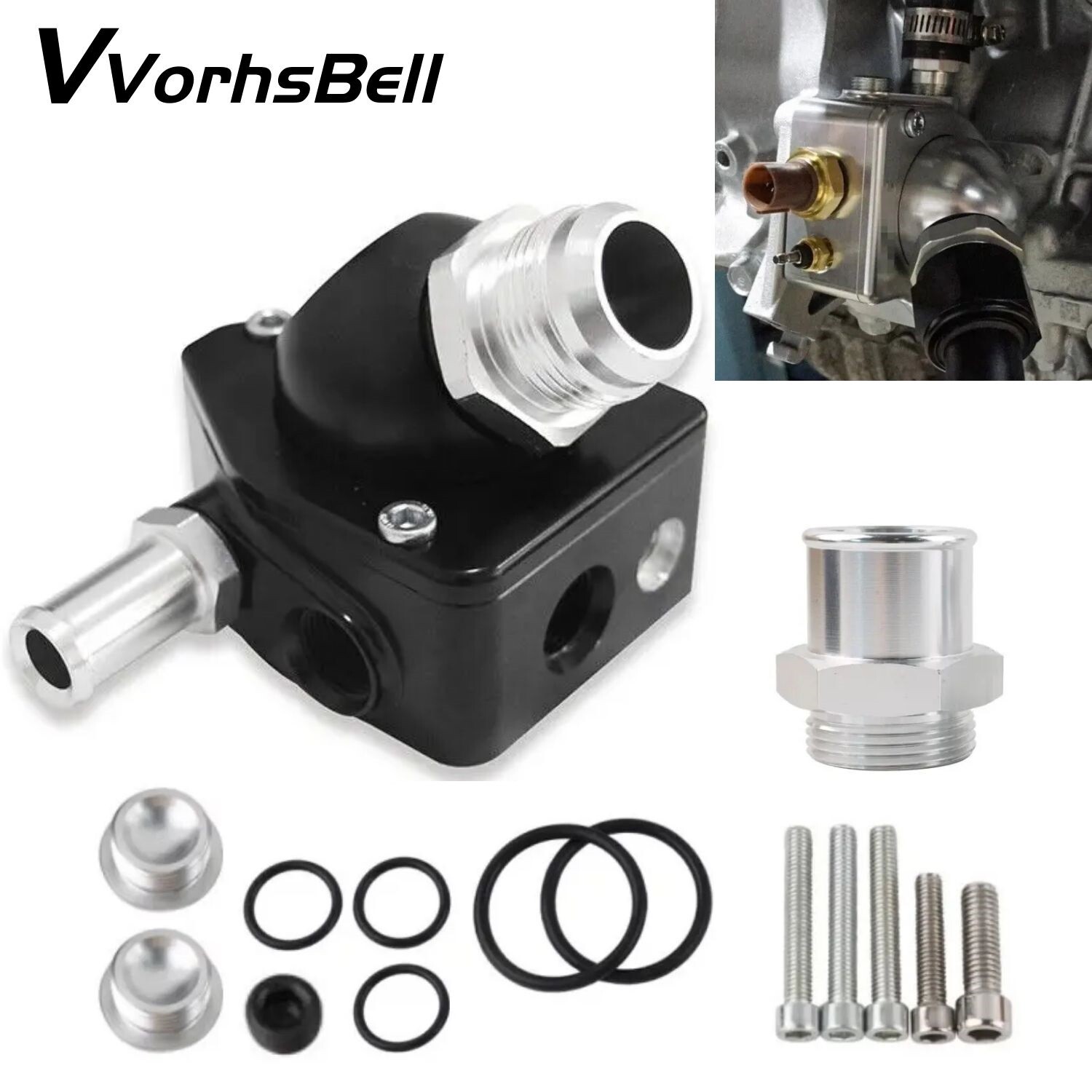 Hose Swivel Neck Thermostat Housing For K-Swap Series K20 K24 Black Civic