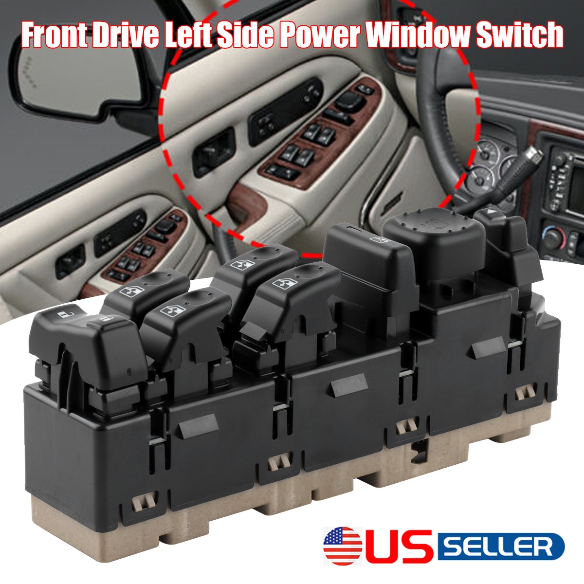 New OE 15883319 Front Driver Left Side Power Window Switch Black For Chevy Brand