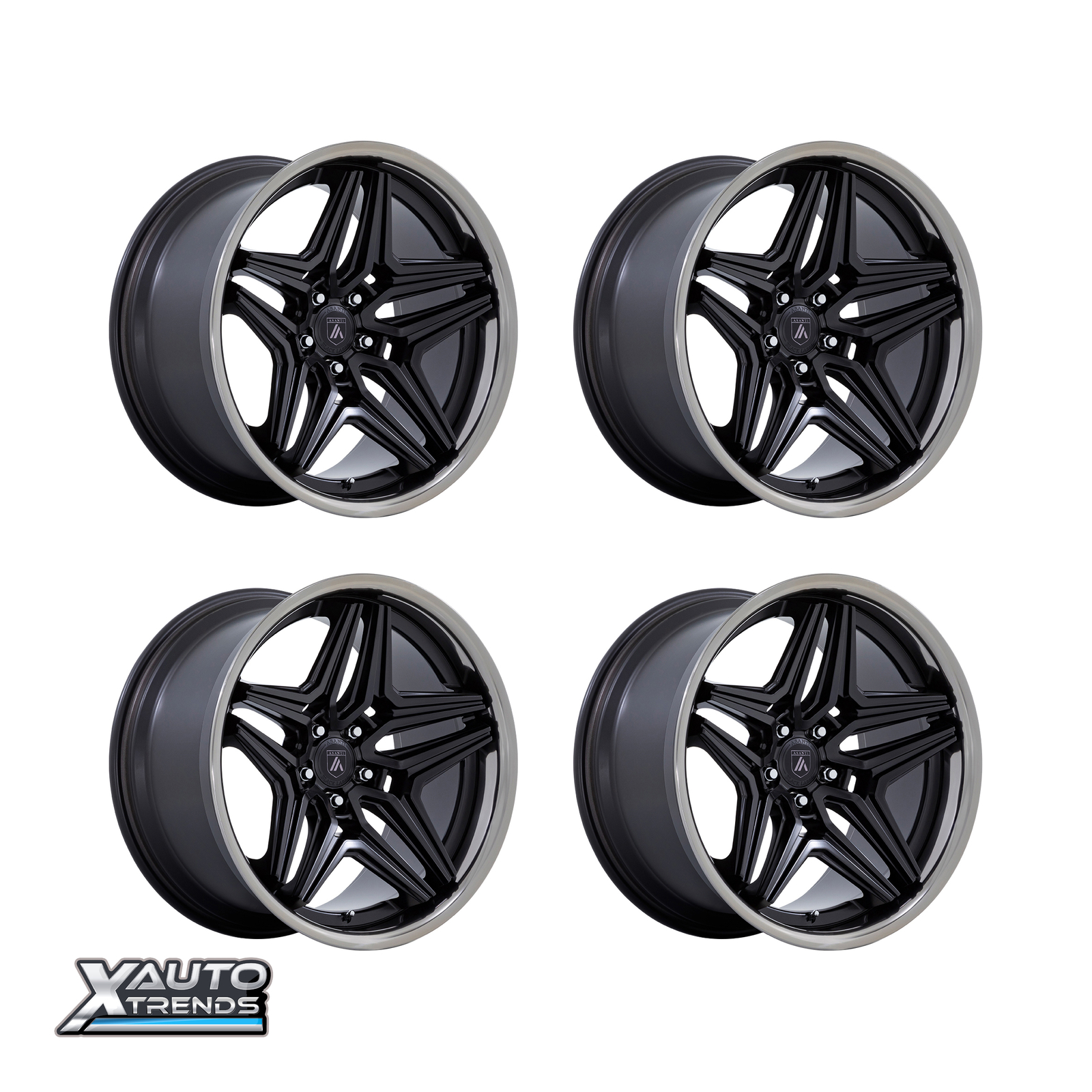 Asanti Black Label ABL-46 Duke Satin Black With Ddt Lip 22X10.5 5X120 18mm Set 4
