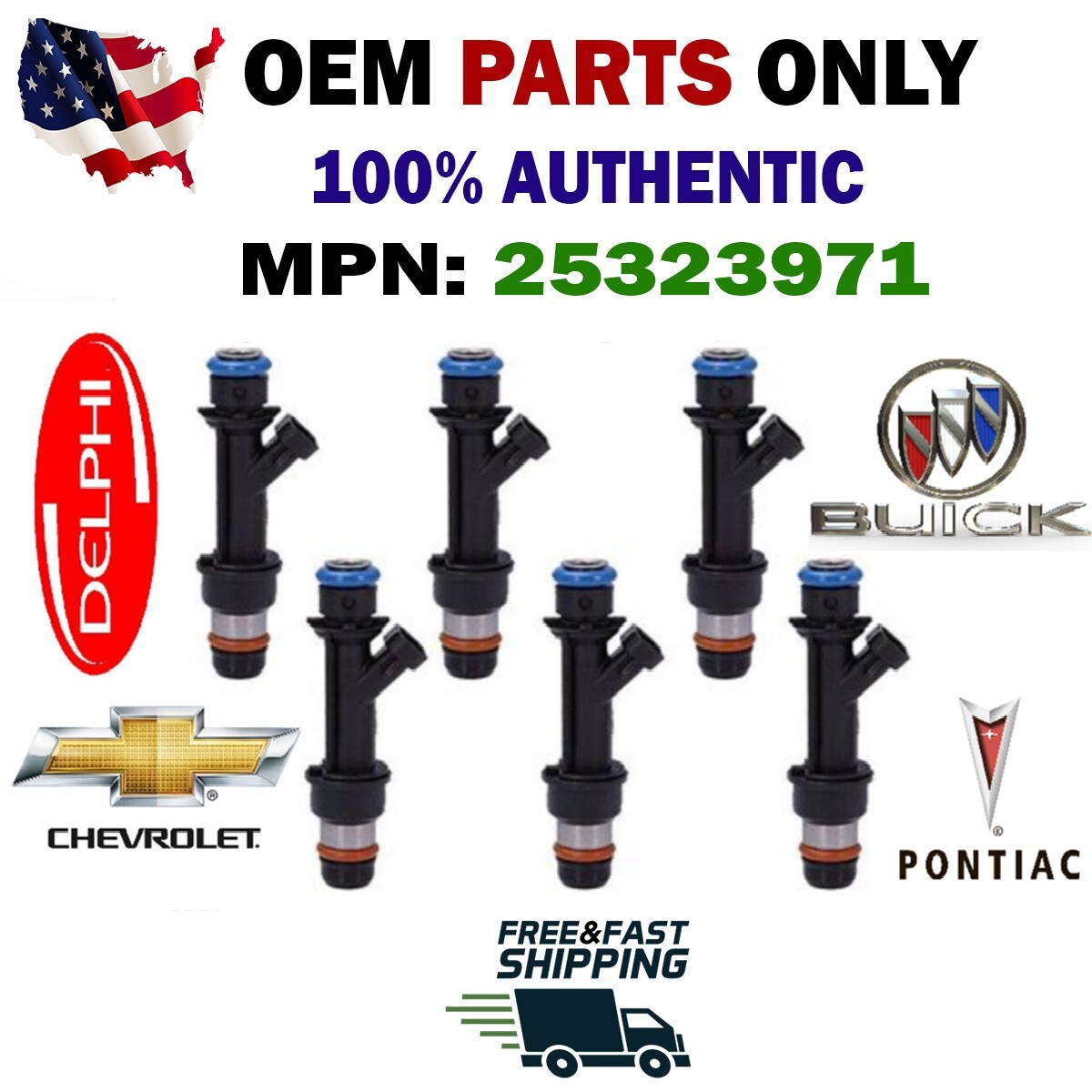 OEM x6 Delphi Fuel Injectors for 2000-2005 Chevrolet & Buick & Pontiac 3.8L V6 OEM x6 Delphi Fuel Injectors for 2000-2005 Chevrolet & Buick & Pontiac 3.8L V6