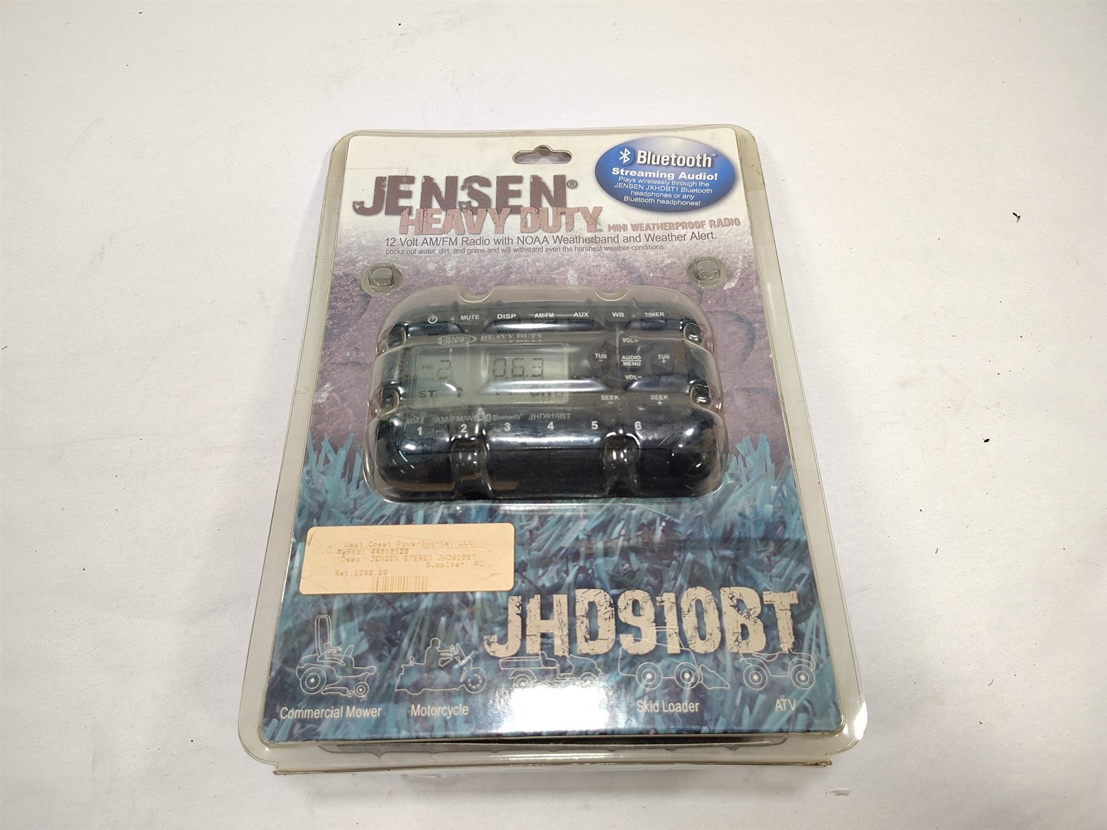 JENSEN Heavy Duty JHD910BT Mini Waterproof AM/FM/WB/BT Radio, NOAA Weatherband