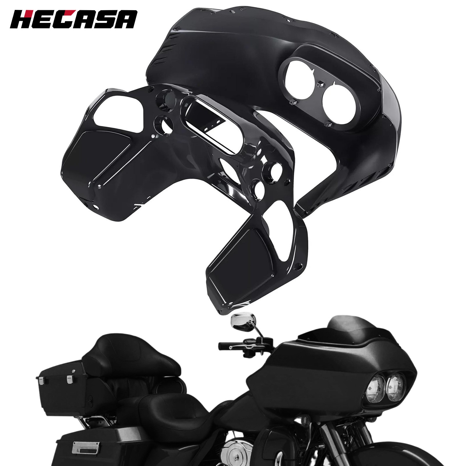 Vivid Black Injection ABS Inner & Outer Fairing For Harley Road Glide 1998-2013