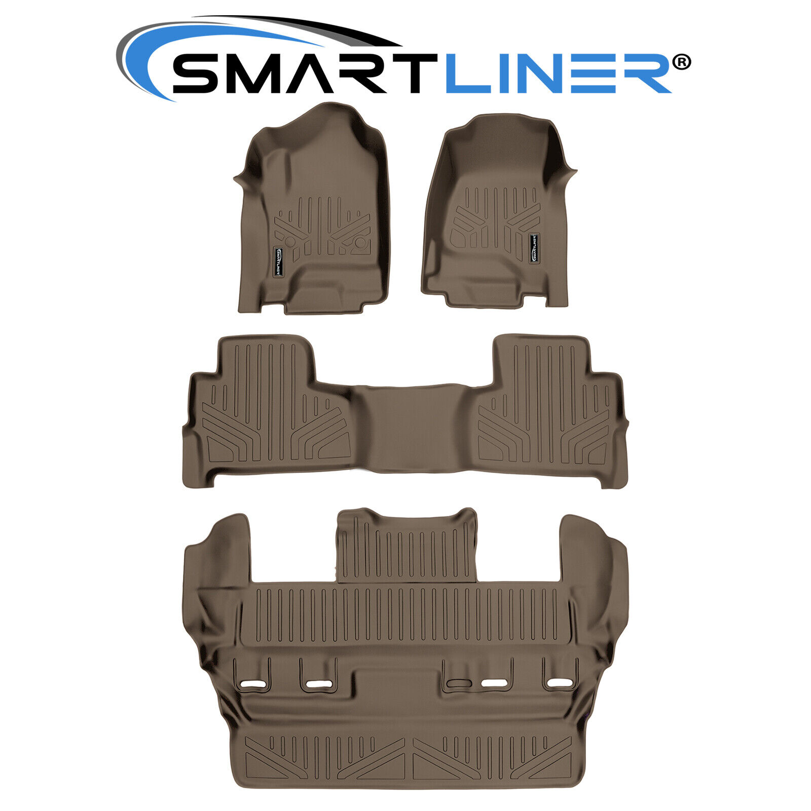 SMARTLINER Custom Fit Tan Floor Mat Set for 2015-2020 Chevrolet Tahoe/GMC Yukon